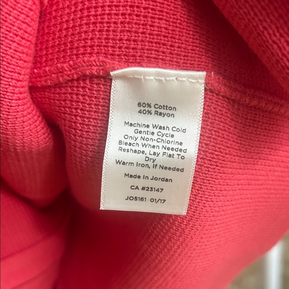 Talbots Hibiscus Pink Cotton Blend Ruffle Front Zip Up Cardigan Sweater Womens - Picture 3 of 6